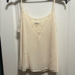Cream Lace Trim Tank Top